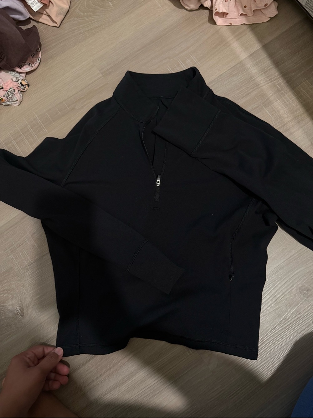 CRZ YOGA Black Zip-Front Long Sleeve Pullover